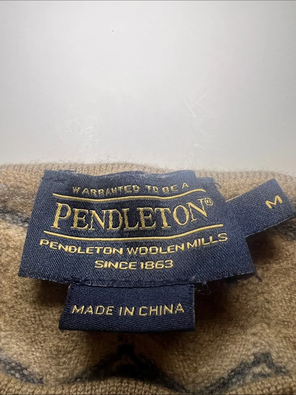 Pendleton Merino Wool Chevron Sweater Beige Taupe Gray Zig Zag M - FITS LIKE XS